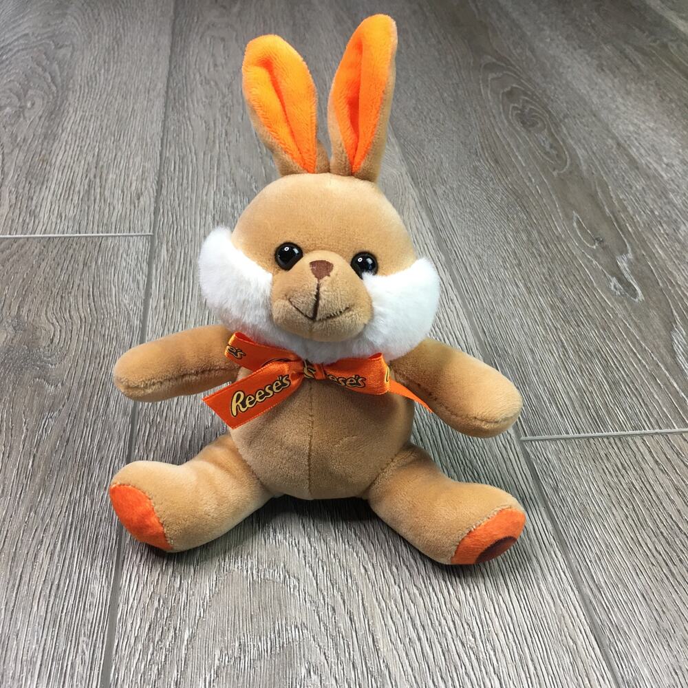 Reese’s Plush Bunny Rabbit Stuffed Animal Orange Bow Galeria Candy & Gifts